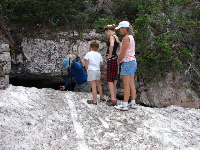 The entrance to Crater Ice Cave was nearly blocked by snow.