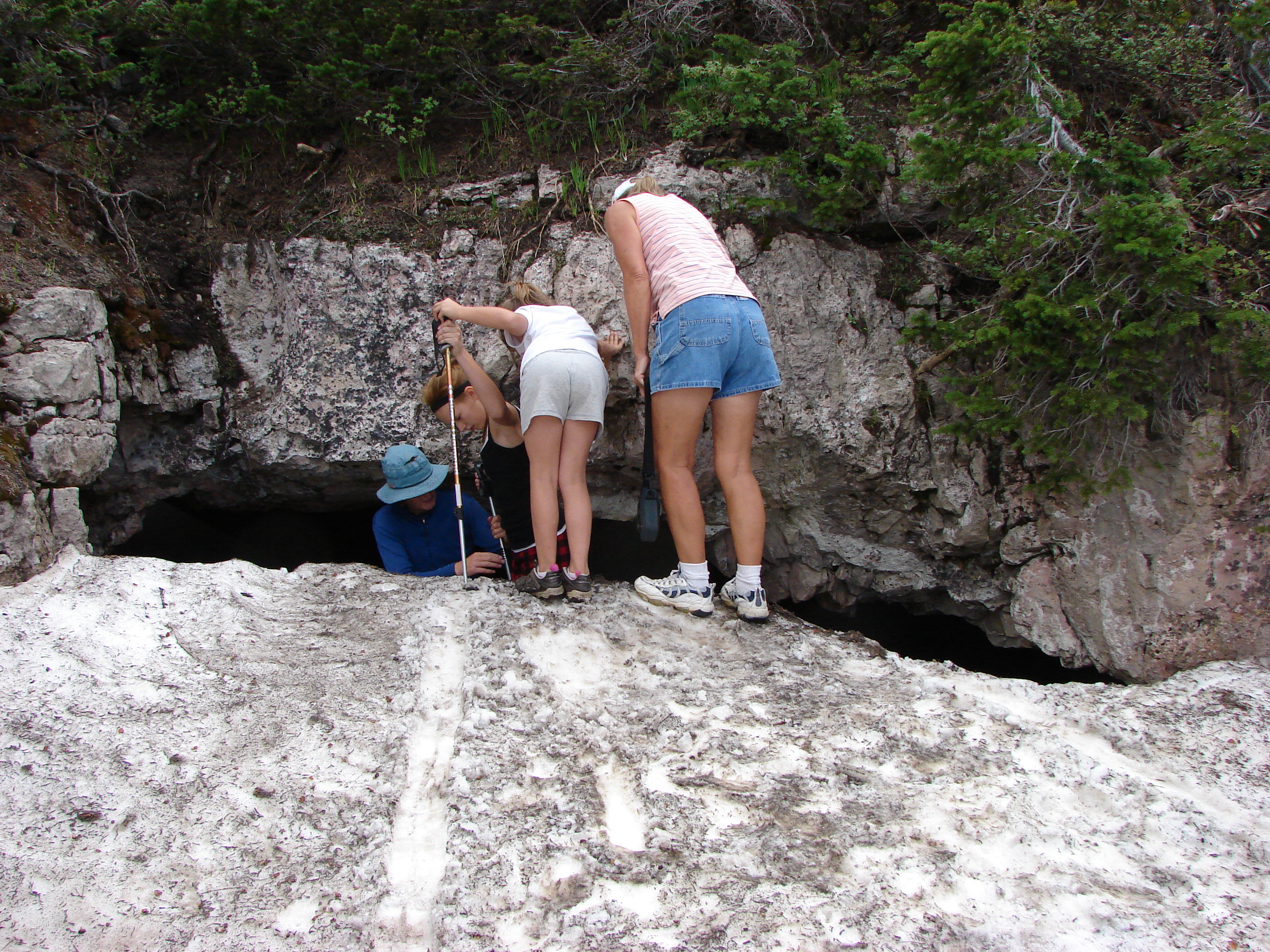 We very carefully climbed over the snow...