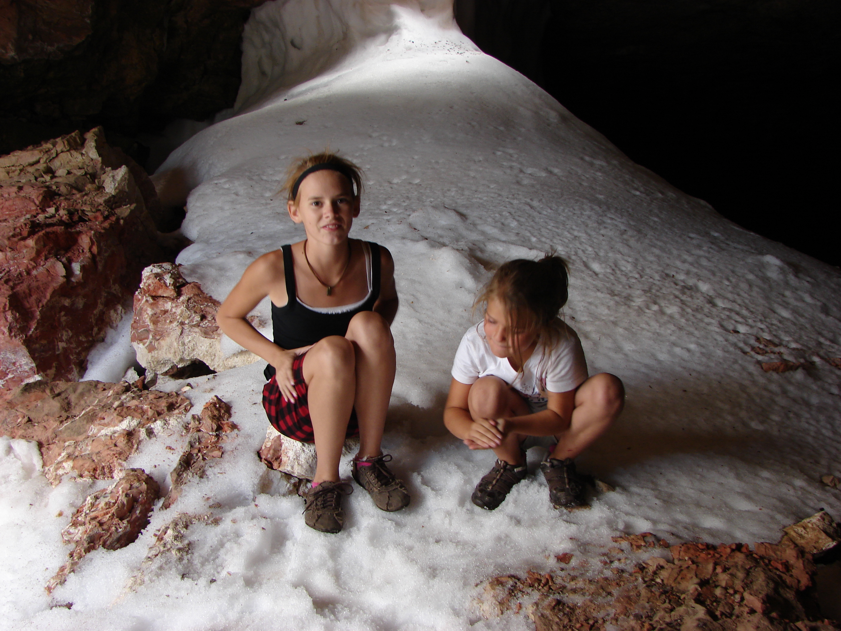 It was July 4 and we were sitting in snow and feeling cold.  Conli said she had frostbite!