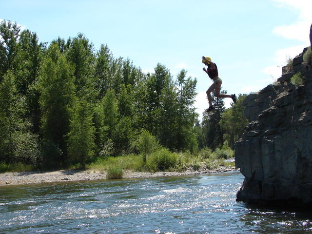 Easton loved jumping off the cliff!