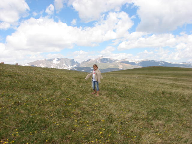 Conli walks through a beautiful meadow as we go back to the car.