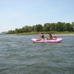 Jeremy was in a big pink boat.