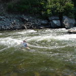 We stopped to swim and look for pretty rocks for awhile.