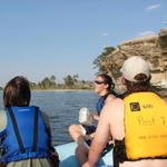 As we floated by some of the cliffs, the cliff swallows flew out around us.