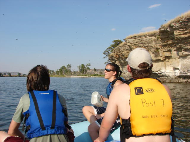 As we floated by some of the cliffs, the cliff swallows flew out around us.