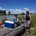 We stopped for lunch on an island with lots of pretty rocks.  LW and Sue are making a commercial for Martinellis.