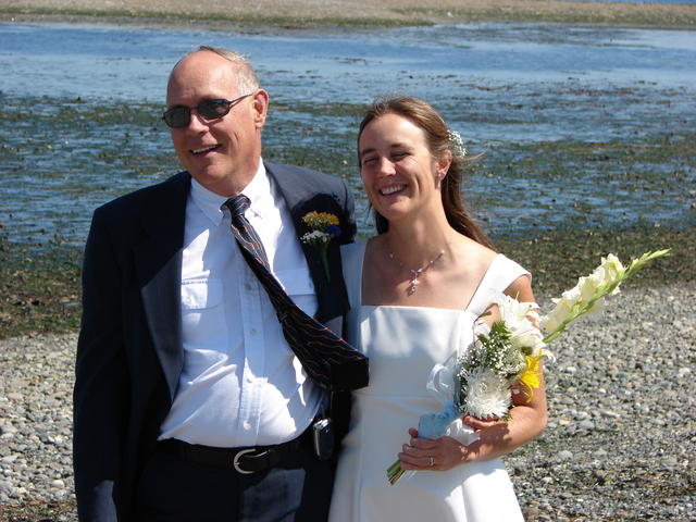 Lindsay gets to walk on the beach with her dad.