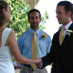 Josh looks on as Ben and Lindsay join hands.