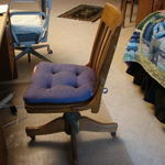 An old chair that my dad used to use.  I think he got it at the Army-Navy Surplus store.