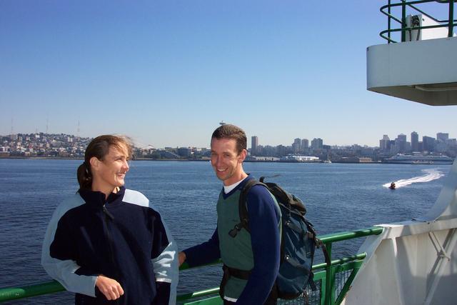 Can you see the Coast Guard boat in the background?  He was guarding our ferry.