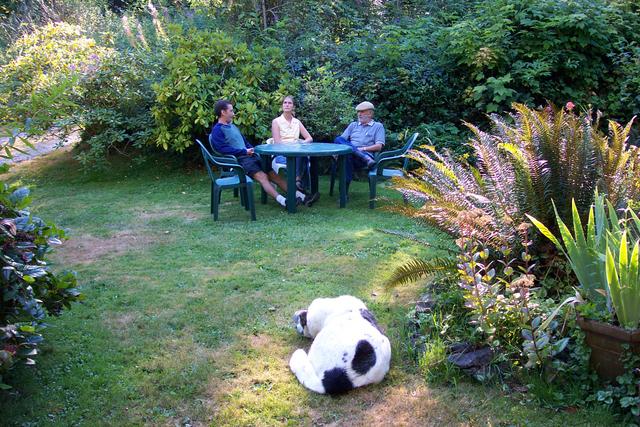 At Ben's house, Ben and Lindsay sit with Rob while Mollie guards the table.