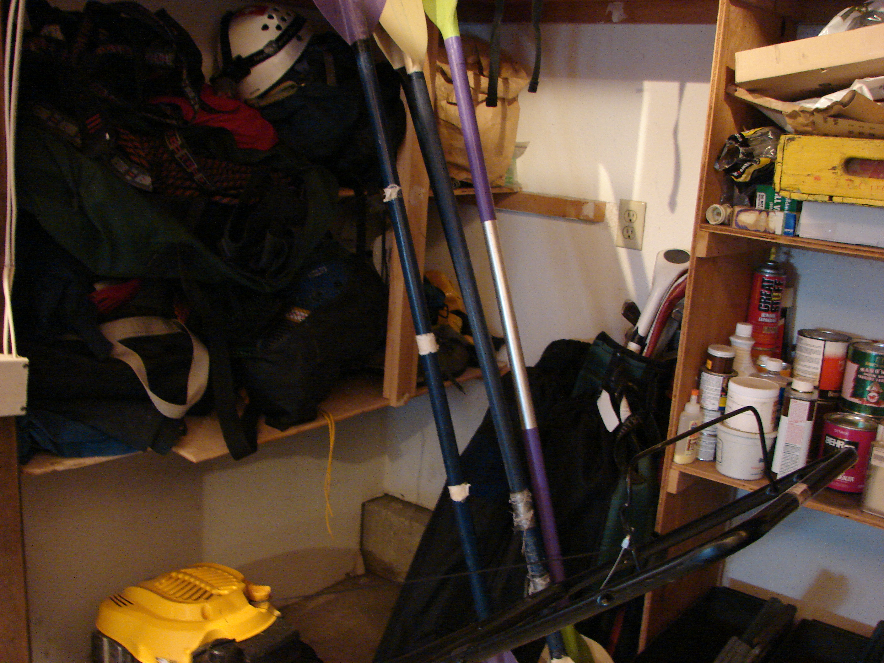 golf clubs and kayak paddles and climbing gear--some of it Post and some of it LW's