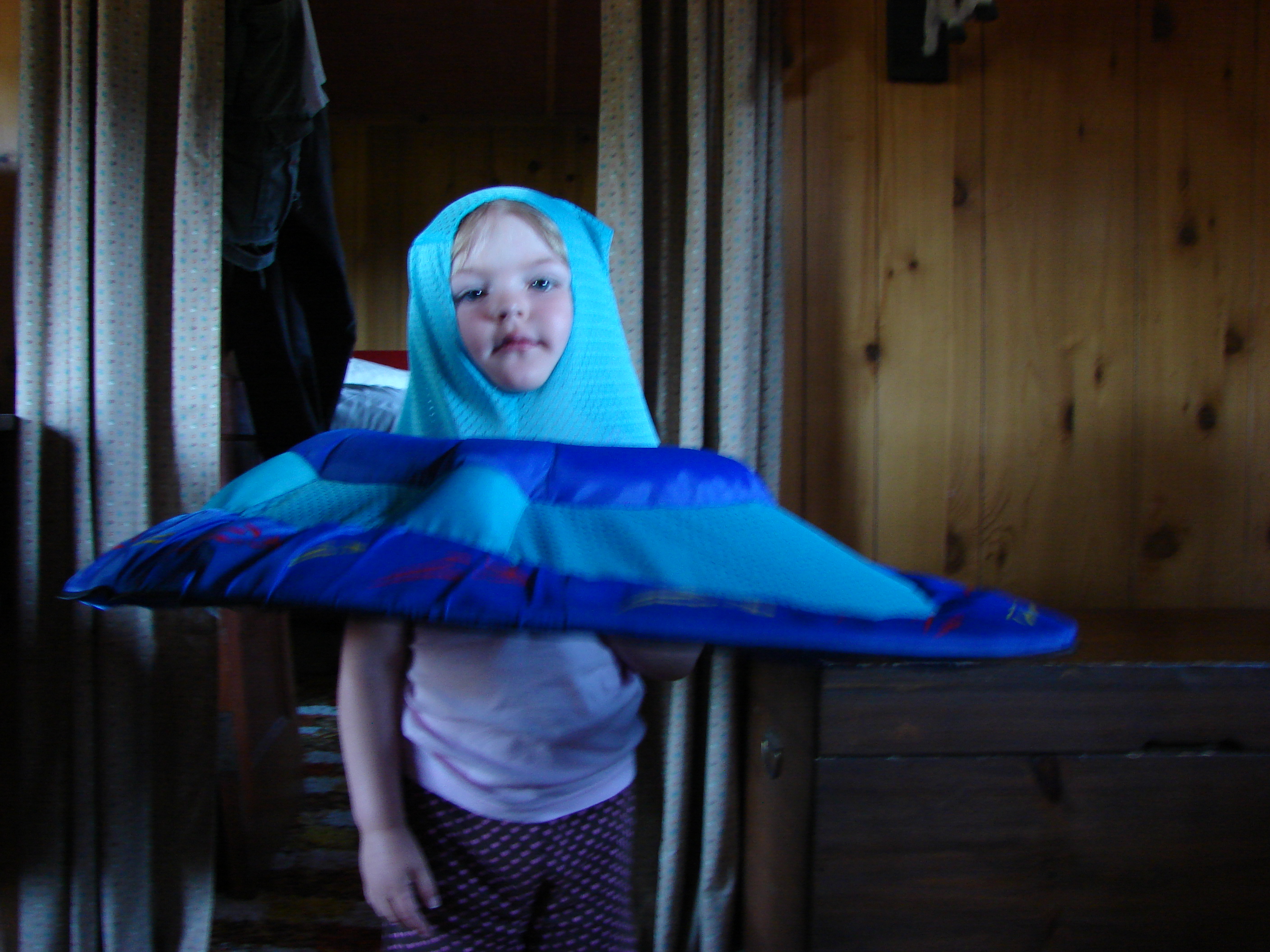 June had some fun with Matteo's swim toy, too.