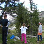 This is our favorite activity--hanging the bear bag.