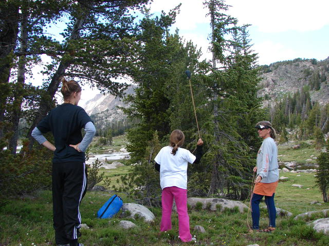 This is our favorite activity--hanging the bear bag.