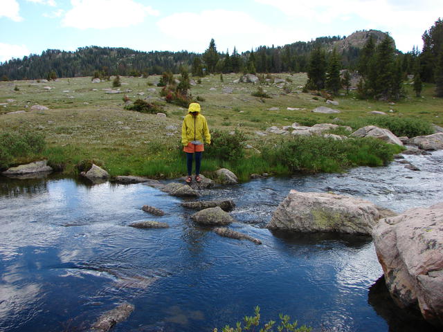 It was a little tricky crossing the stream near our camp.