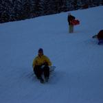 We tried to sled down the children's hill, but our tarp was too slow.