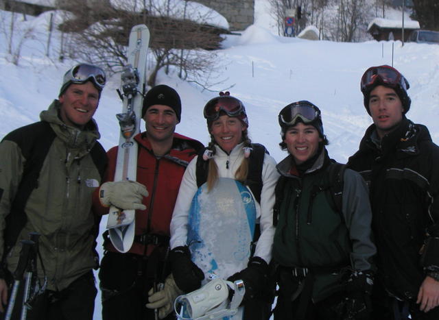 While Linda and I skied above town, Derek and James went back country skiing in Italy.  The gal is a world-class snowboarder.