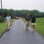 Scott, Ron and Donna walking home from the neighbors'.