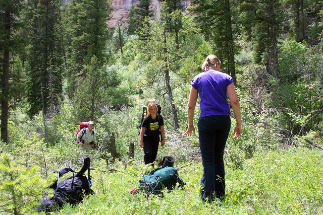 We were so tired after a couple of hours that we decided to make camp in the first flat place we found.   We all took off to exp