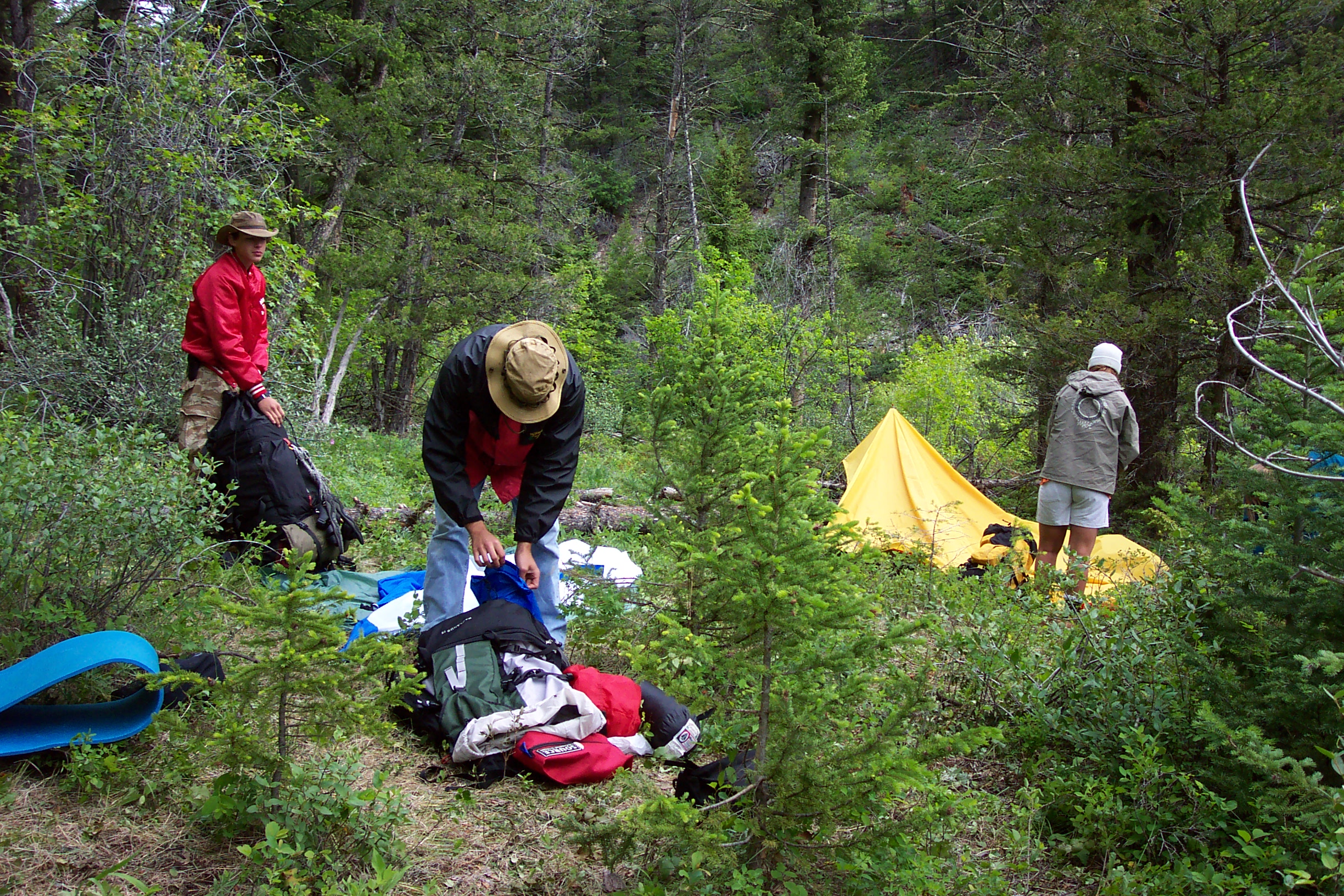 At least when it was time to pack up to go, the girls already had their tent mostly down.  We're getting ready for the strenuous