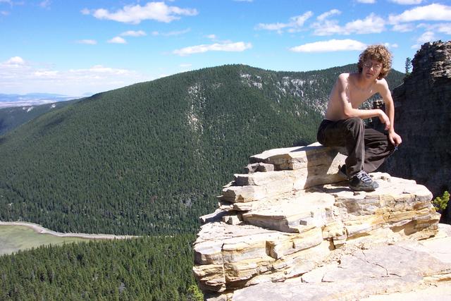 Ben climbed out onto the big rocks.