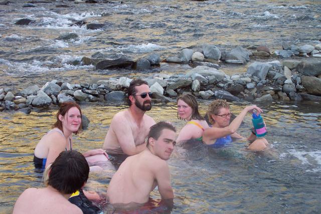 Mary Ann, Little, Chuck, Holly and Justin enjoy the small pool.