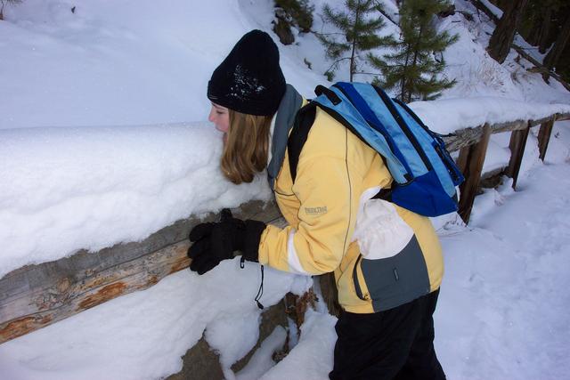 Kelsiann found a great place to eat snow.