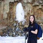 Mal poses by the waterfall on the way back.