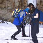 Whoops again!  This time Mary Ann helps with the skis and boots.