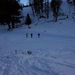 Starting!  A few of us had to ski down the little hill one more time.