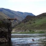 Justin is an old hand at cliff jumping.