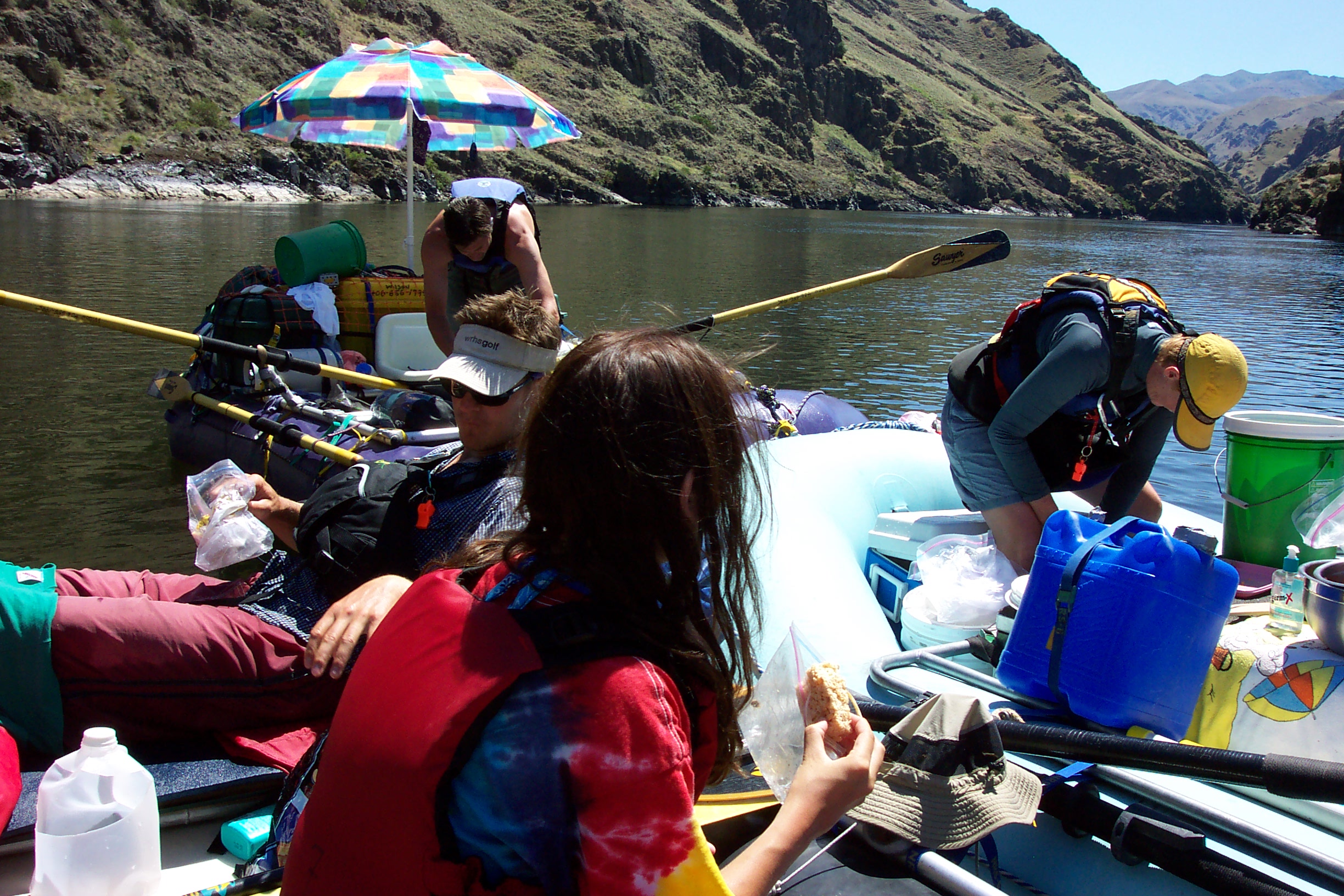 It was hard to get a picture of, but we put all the boats together to have an on-the-river picnic.