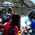 It was hard to get a picture of, but we put all the boats together to have an on-the-river picnic.