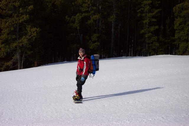 Emma scooted down Miami Beach with her backpack.